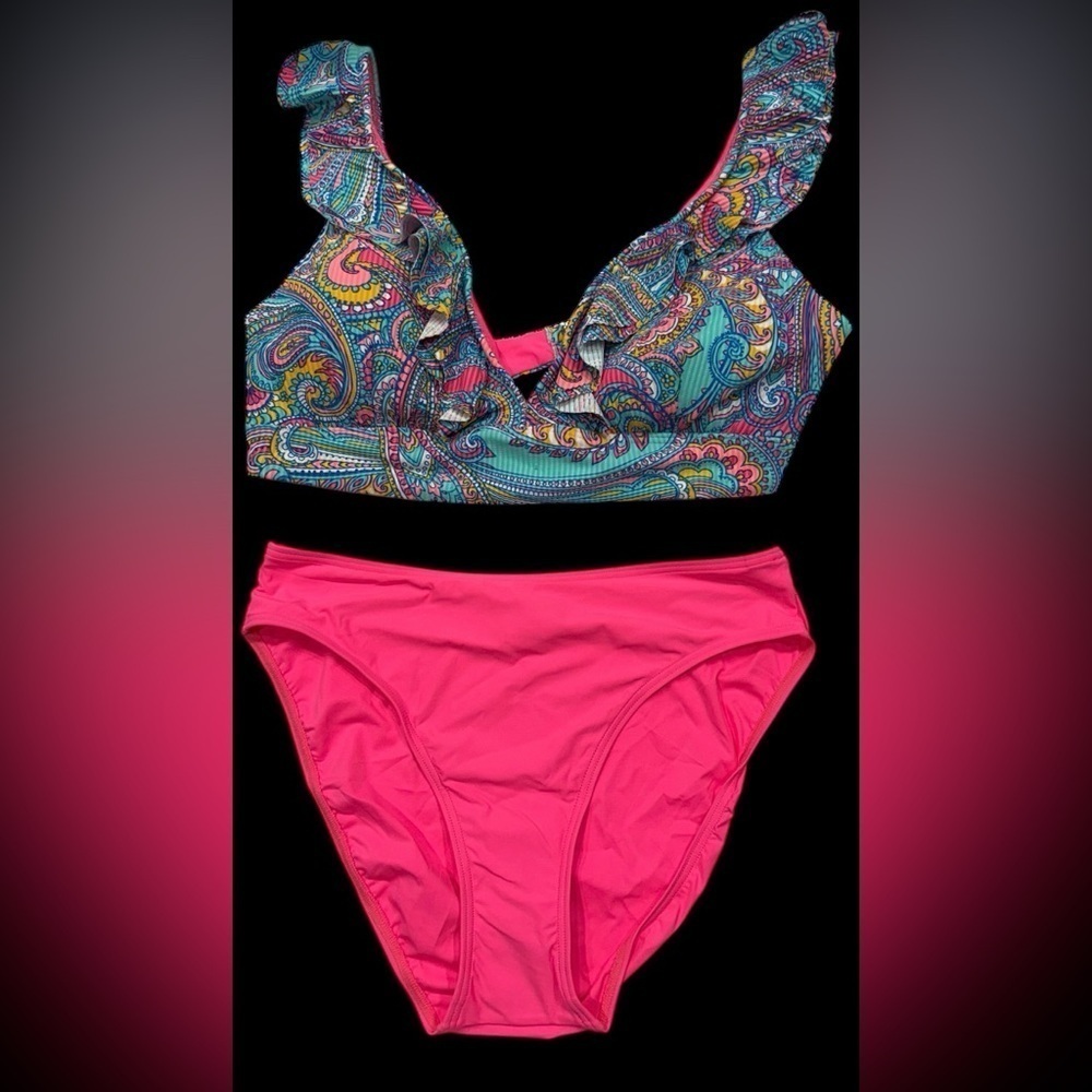 Sunsets Paisley Pop Bikini Set Willa Wireless Paipo 40 D 42 C NWT